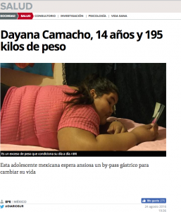 Imagen de la noticia en la que vemos a Dayana Camacho, de 14 años y con 195 kilos